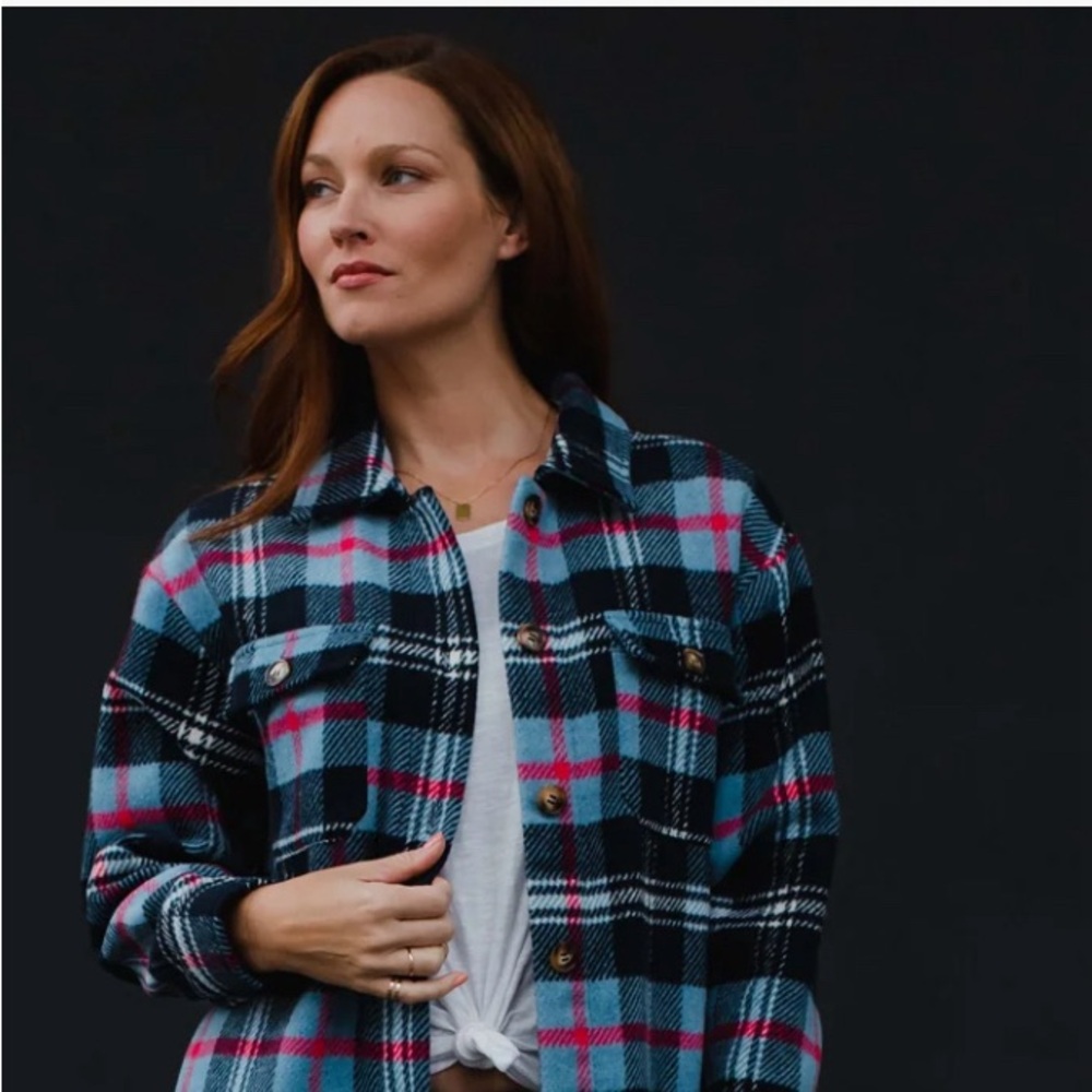 NWT Panache apparel plaid shacket shirt jacket size small